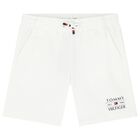 Boys White Logo Shorts, 4, hi-res