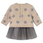 Baby Girls Beige & Grey Tulle Dress Set, 1, hi-res