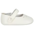 Baby Girls White Leather Pre Walker Shoes, 3, hi-res
