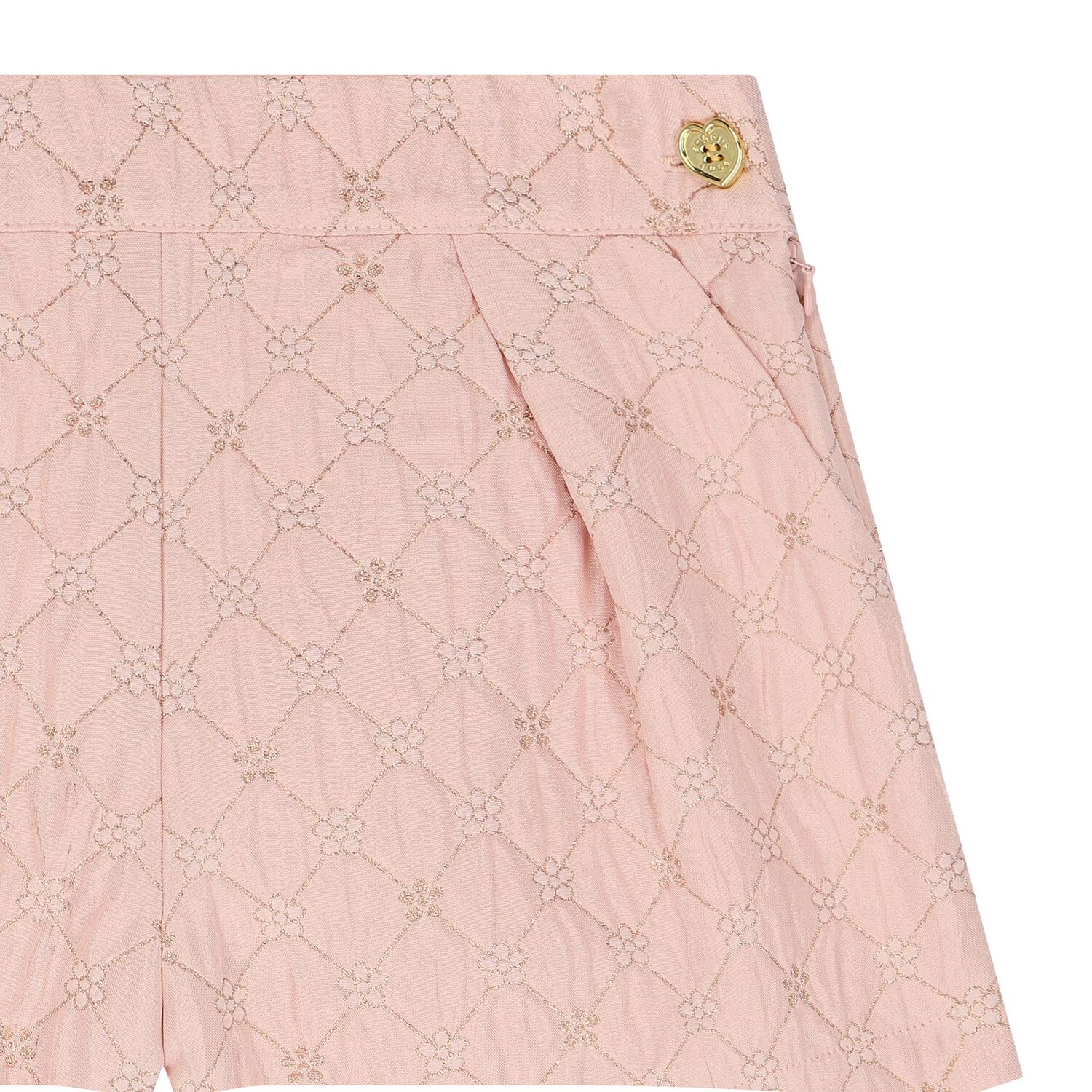 Girls Pink Jacquard Flower Shorts, 1, hi-res