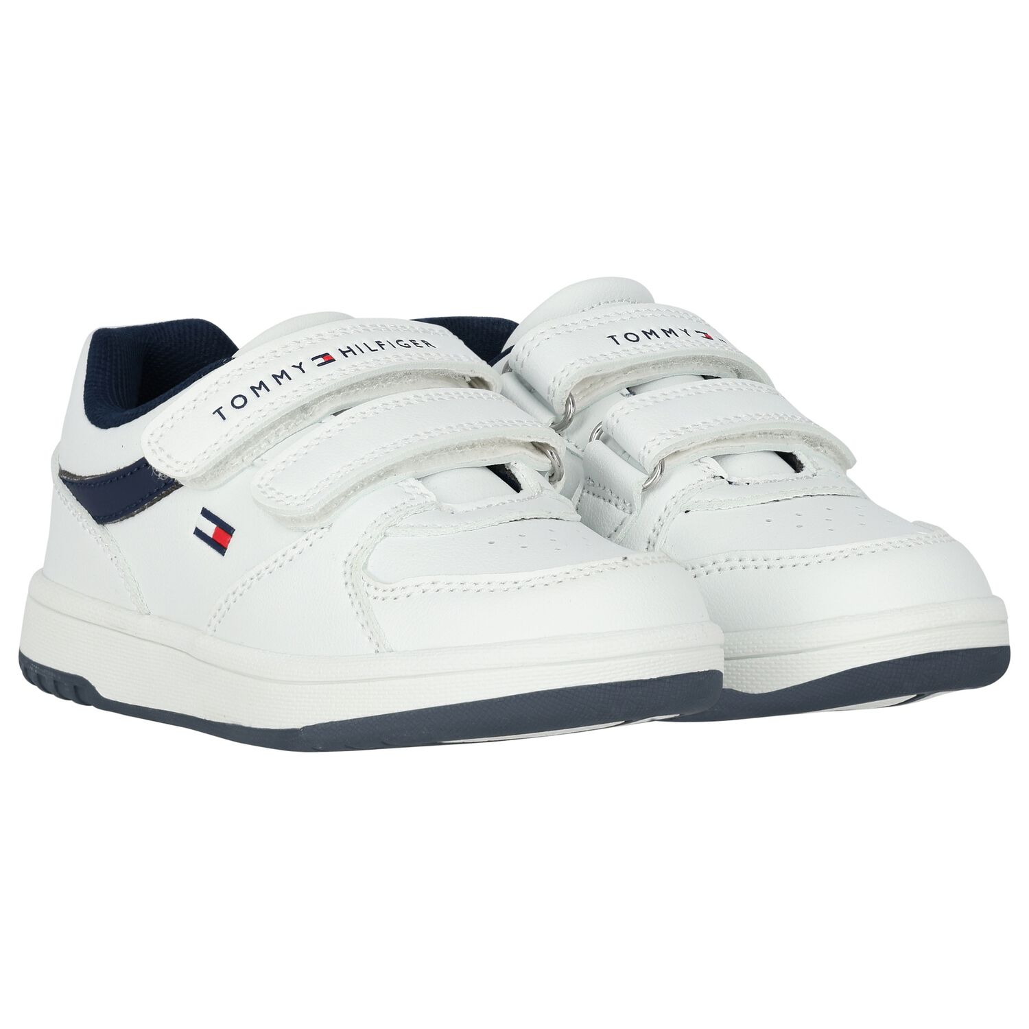 Boys White Logo Trainers, 1, hi-res