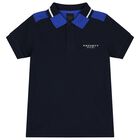 Boys Navy Blue Logo Polo Shirt, 1, hi-res