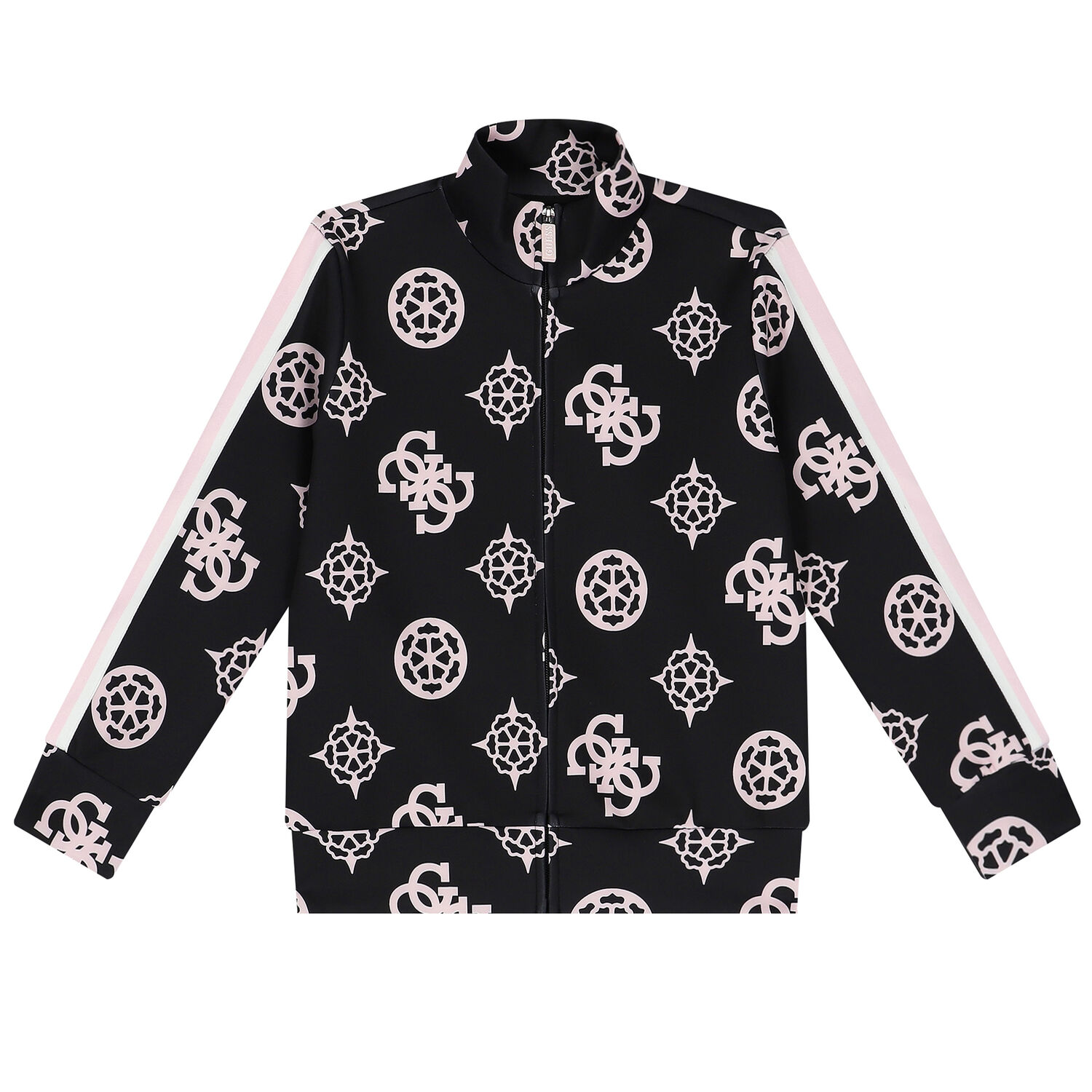 Girls Beige Logo Zip Up Top, 1, hi-res