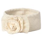 Baby Girls Beige Flower Knitted Headband, 2, hi-res