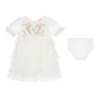Baby Girls White Embellished Tulle Dress Set, 1, hi-res