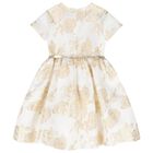 Girls White & Gold Rose Dress, 1, hi-res