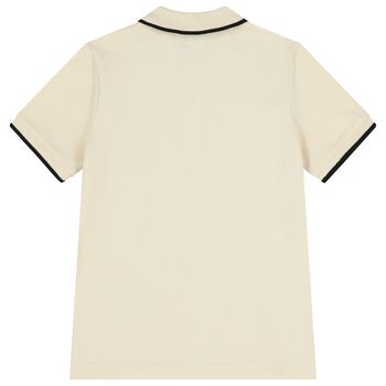Boys Mini Me Ivory Logo Polo Shirt