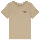 Boys Beige Logo T-Shirt, 5, hi-res