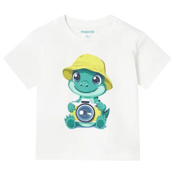 Younger Boys White Crocodile T-Shirt