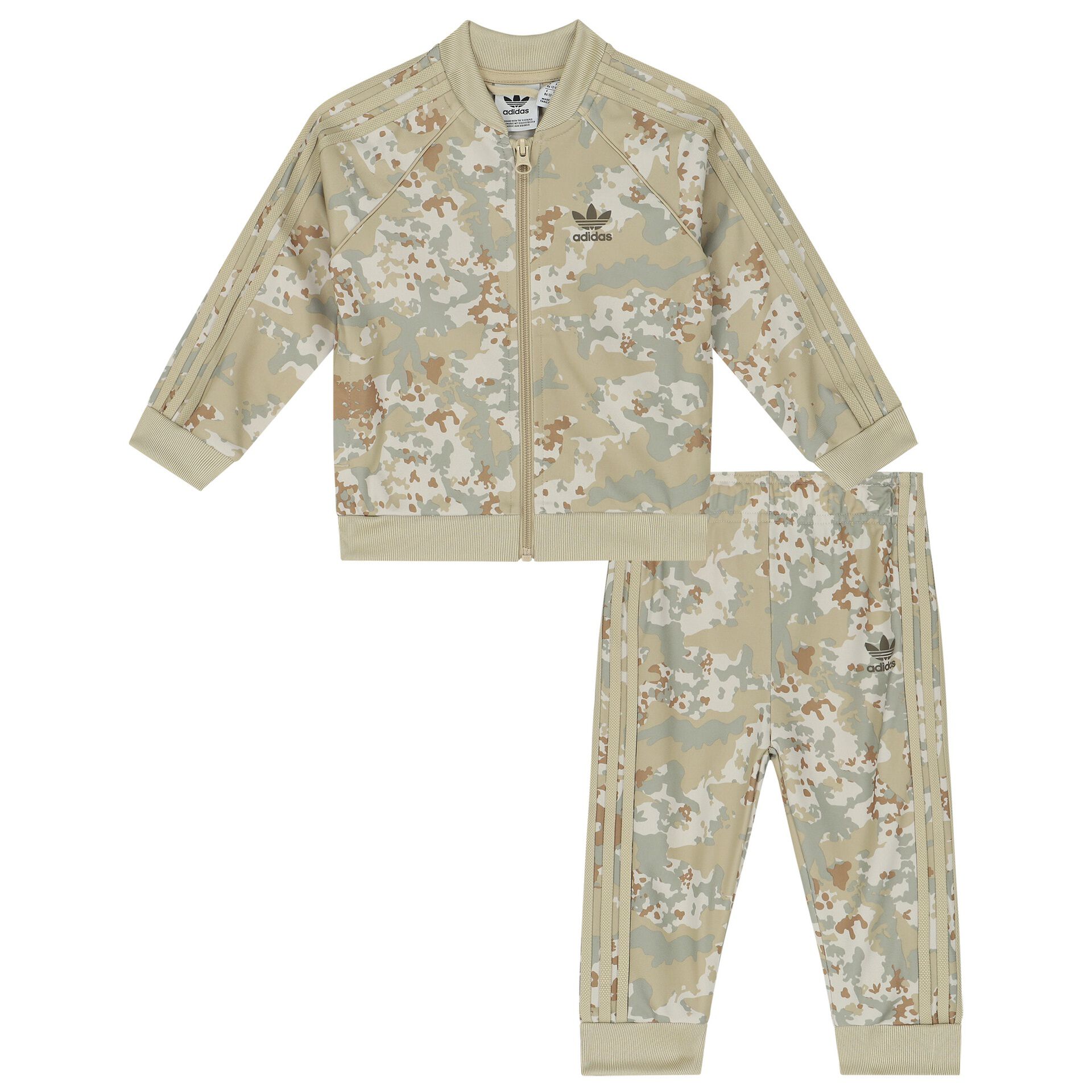 Adidas Kids Baby Boys Beige Camouflage Logo Tracksuit Junior Couture UK