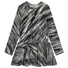 Girls Black & Ivory Zig Zag Dress, 1, hi-res