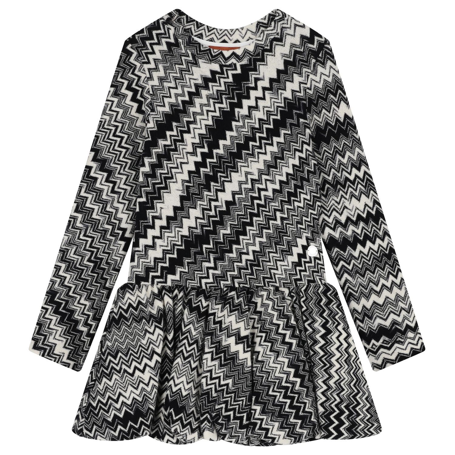 Girls Black & Ivory Zig Zag Dress, 1, hi-res