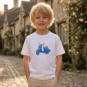 Boys White Motorbike T-Shirt