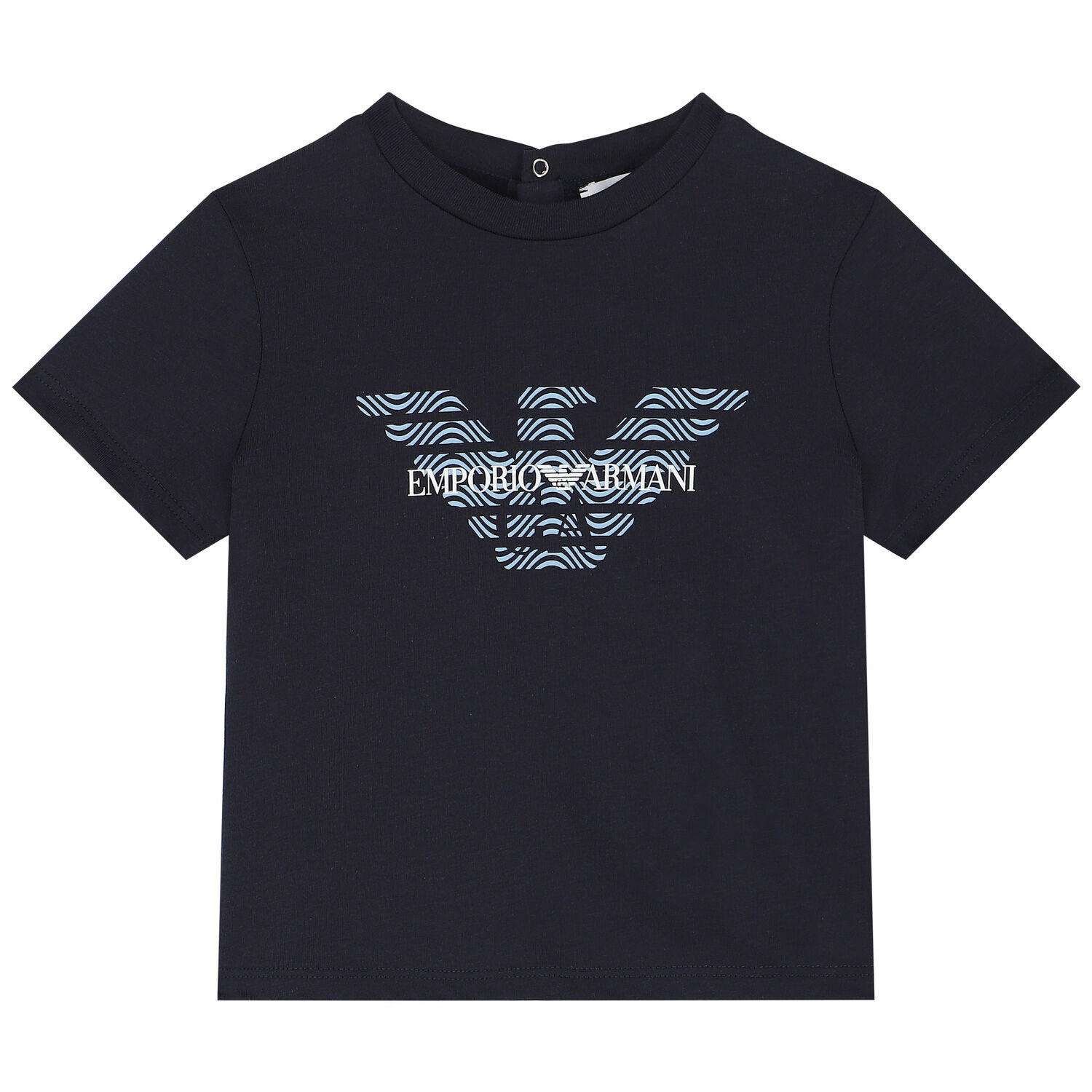 Younger Boys Navy Blue & Ivory Logo T-Shirts ( 2-Pack ), 1, hi-res