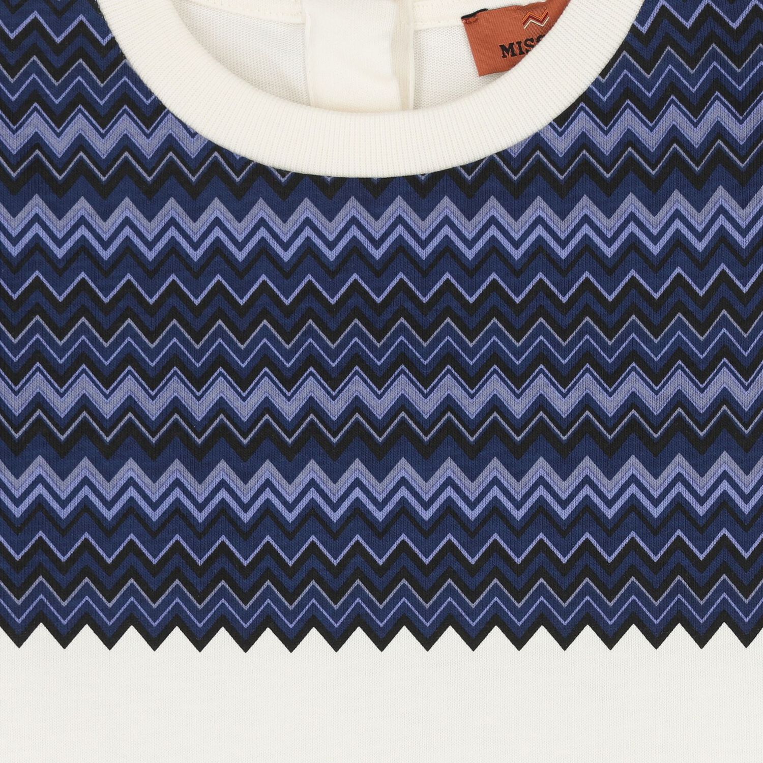 Younger Boys Ivory & Navy Blue Zig Zag T-Shirt, 1, hi-res