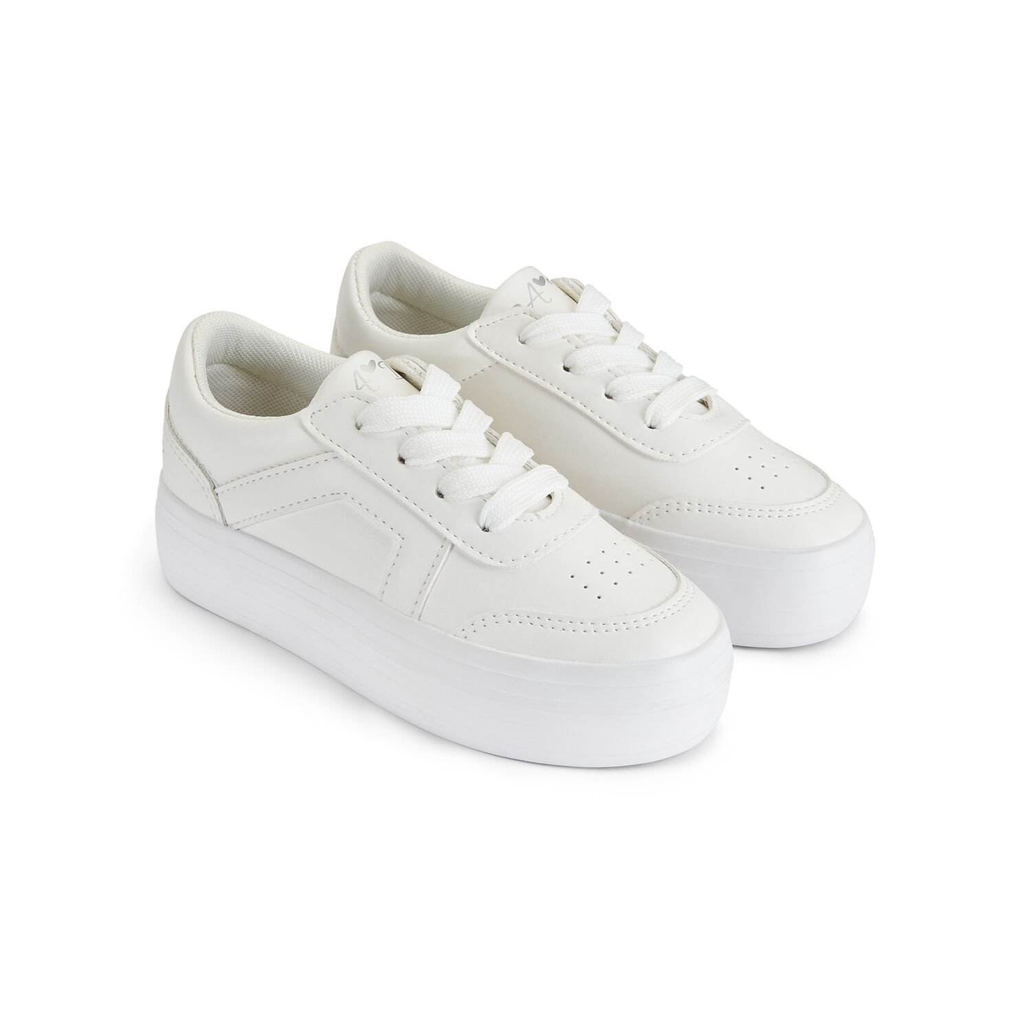 Girls White Chunky Faux Leather Platform Trainers, 1, hi-res image number null