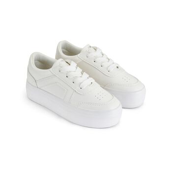 Girls White Chunky Faux Leather Platform Trainer