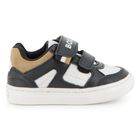 Boys Black, White & Beige Logo Trainers, 1, hi-res