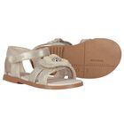 Girls Gold Flower Sandals, 1, hi-res