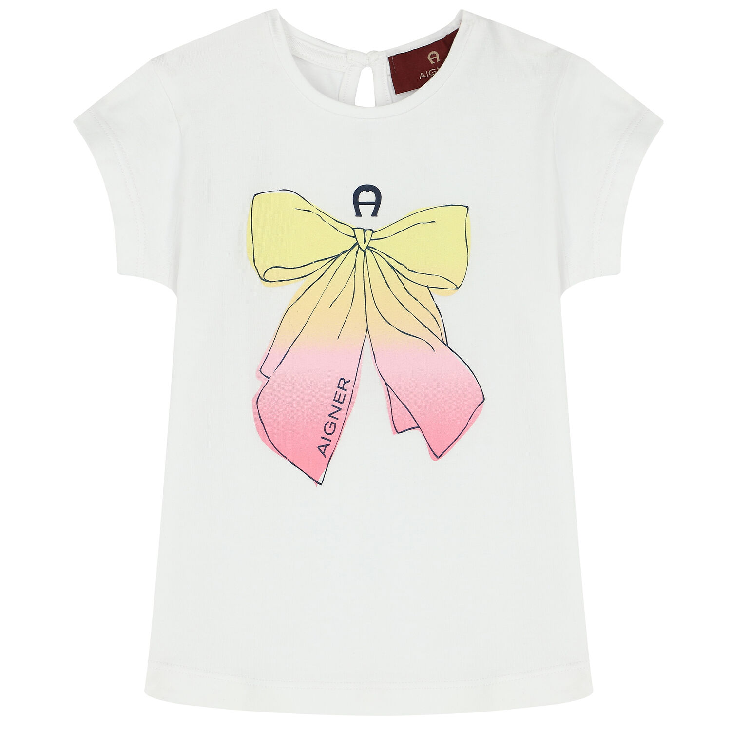 Younger Girls White Bow Logo T-Shirt, 1, hi-res