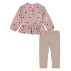 Younger Girls Pink & Beige Leggings Set, 1, hi-res