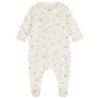 Baby Girls Ivory Floral Babygrow