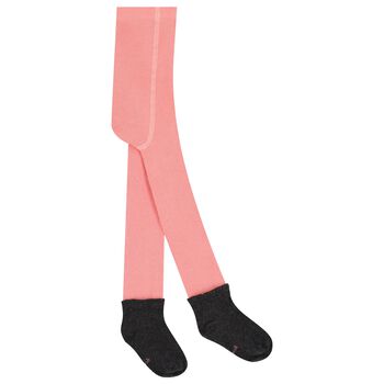 Girls Pink & Grey Logo Tights