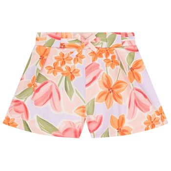 Girls Pink & Orange Floral Shorts