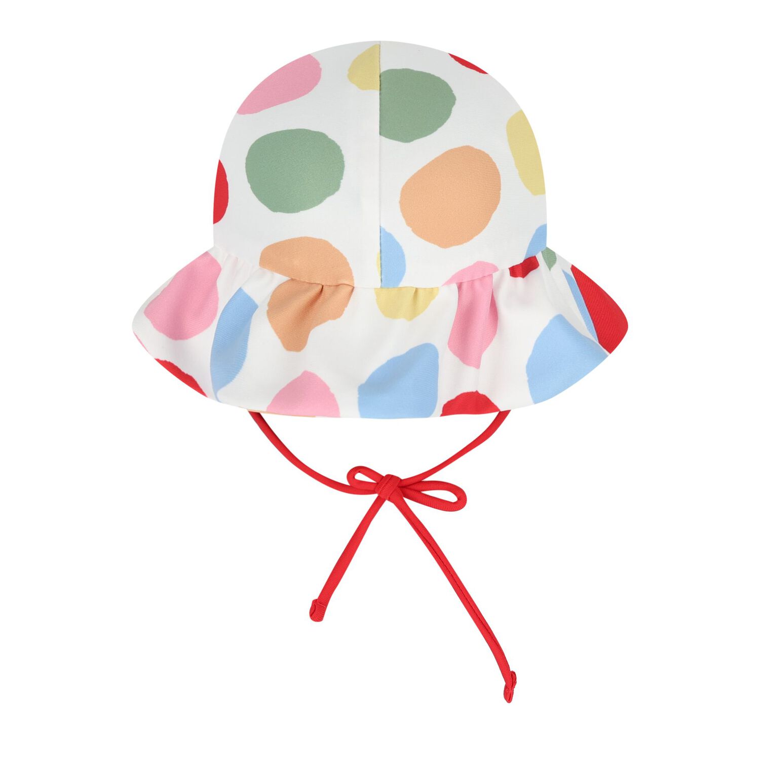 Baby Girls White & Red Swimsuit Set with Hat, 1, hi-res