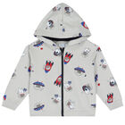 Younger Boys White, Grey & Navy Blue 3 Piece Tracksuit, 1, hi-res