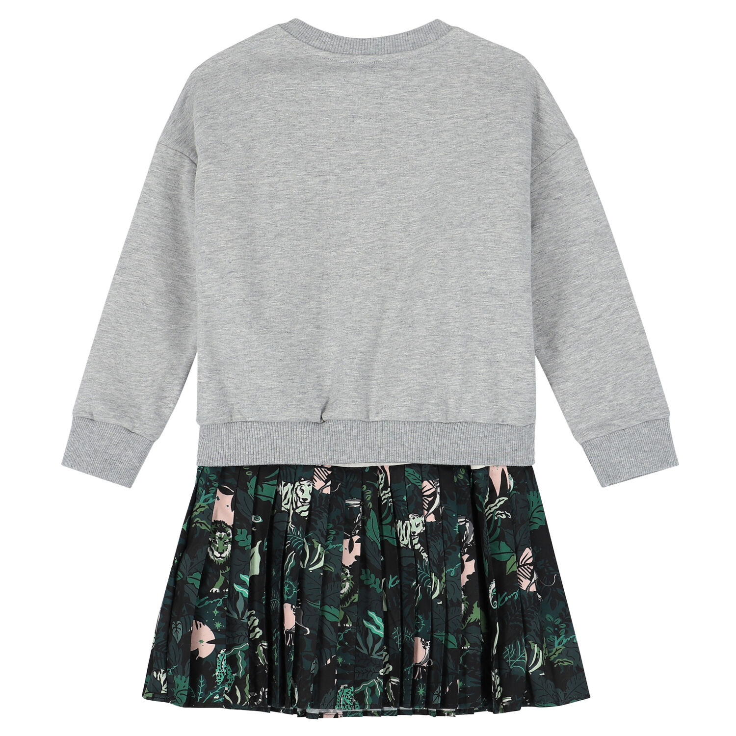 Girls Grey Sweatshirt & Green Dress Set, 1, hi-res image number null
