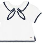 Girls White & Navy Blue Dress, 1, hi-res