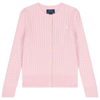 Girls Pink Logo Knitted Cardigan