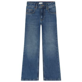Girls Blue Denim Wide Leg Jeans