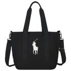 Girls Black Canvas Pony Logo Tote Bag ( 44cm ), 2, hi-res
