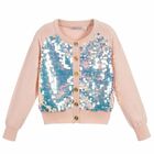 Girls Blush Pink Sequin Cardigan, 1, hi-res