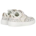 Girls Ivory & Gold Logo Trainers, 1, hi-res