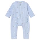 Baby Boys Blue Ribbed Babygrow, 3, hi-res