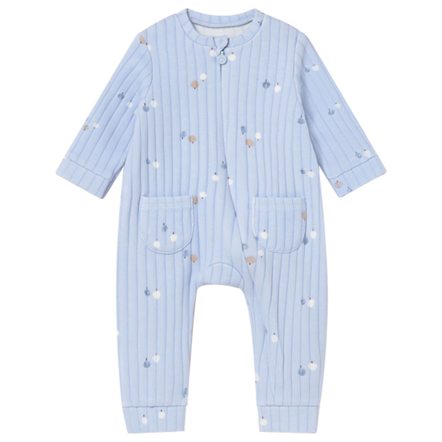Baby Boys Blue Ribbed Babygrow, 3, hi-res
