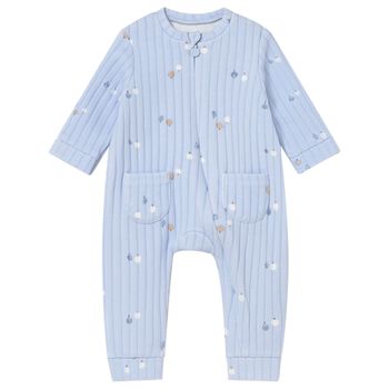 Baby Boys Blue Ribbed Babygrow