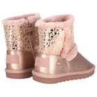 Girls Rose Gold Faux Leather Boots, 4, hi-res