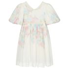 Girls Ivory Floral Chiffon Dress, 1, hi-res