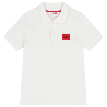 Boys Mini Me White Logo Polo Shirt