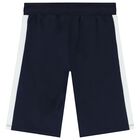 Boys Navy Blue & White Logo Shorts, 3, hi-res