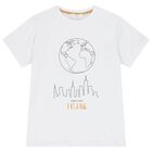 Boys White Geo Map Logo T-Shirt, 1, hi-res