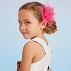 Girls Pink Tulle Flower Hair Clip, 1, hi-res