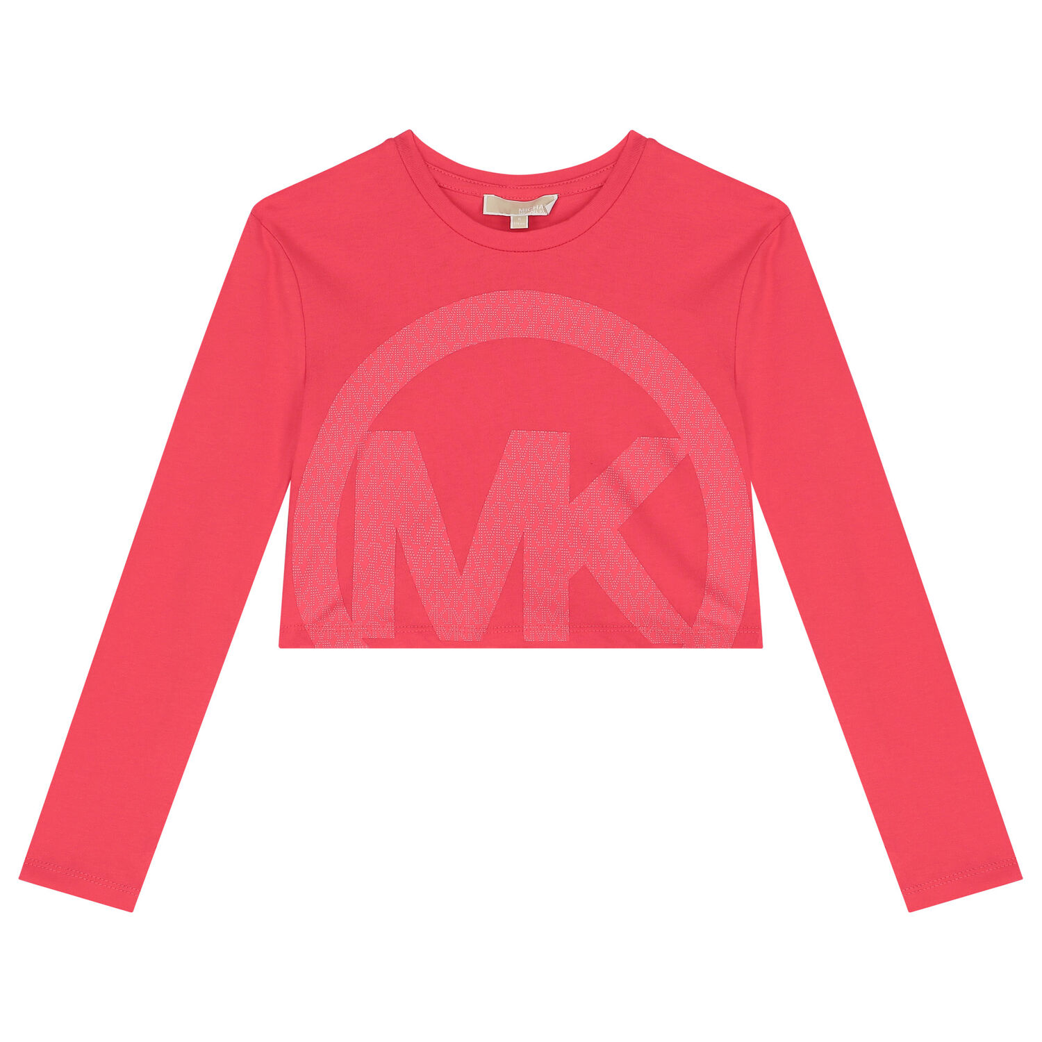 Girls Pink Logo Crop Long Sleeve Top, 1, hi-res