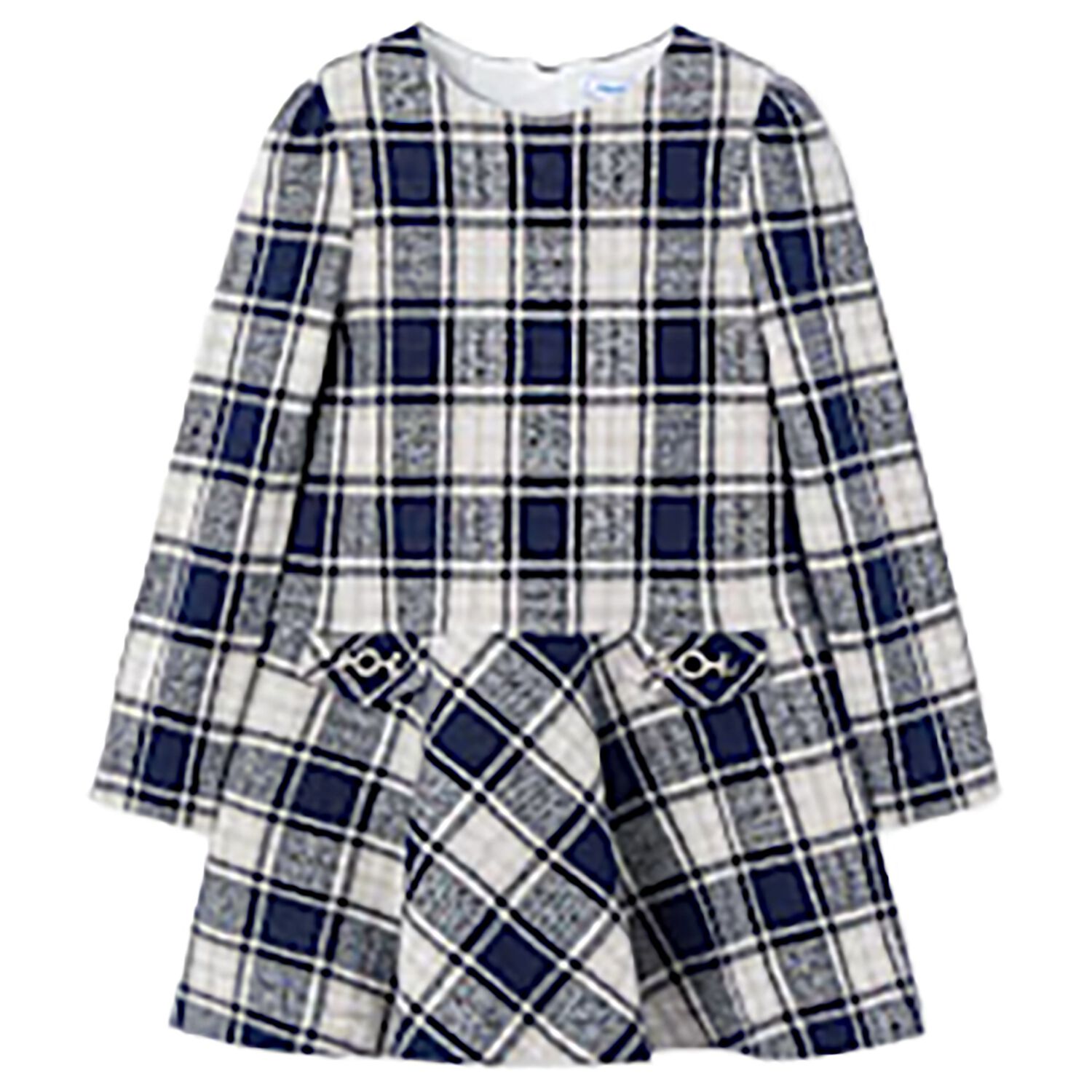 Girls Grey & Blue Check Dress, 2, hi-res image number null