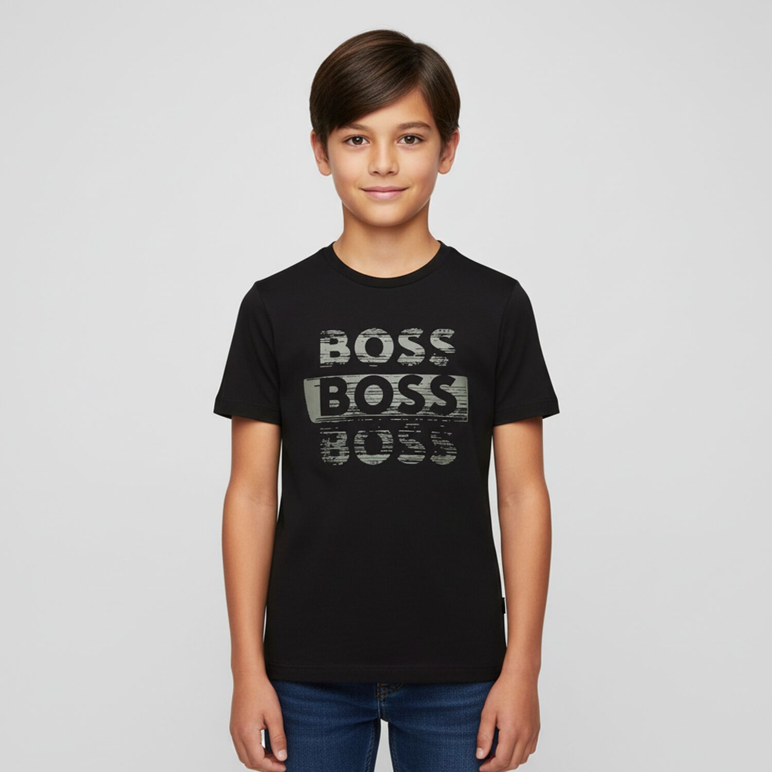 Boys Black Logo T-Shirt, 1, hi-res
