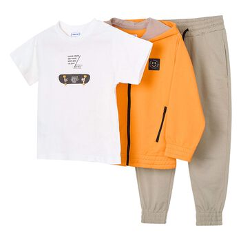 Boys Orange & Beige Tracksuit Set
